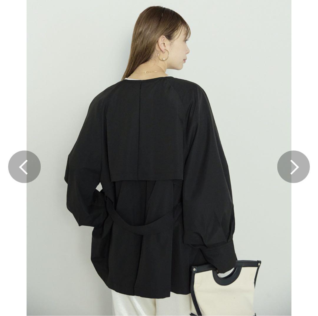 en haut アンオート 袖バルーン ノーカラー ショート トレンチジャケット