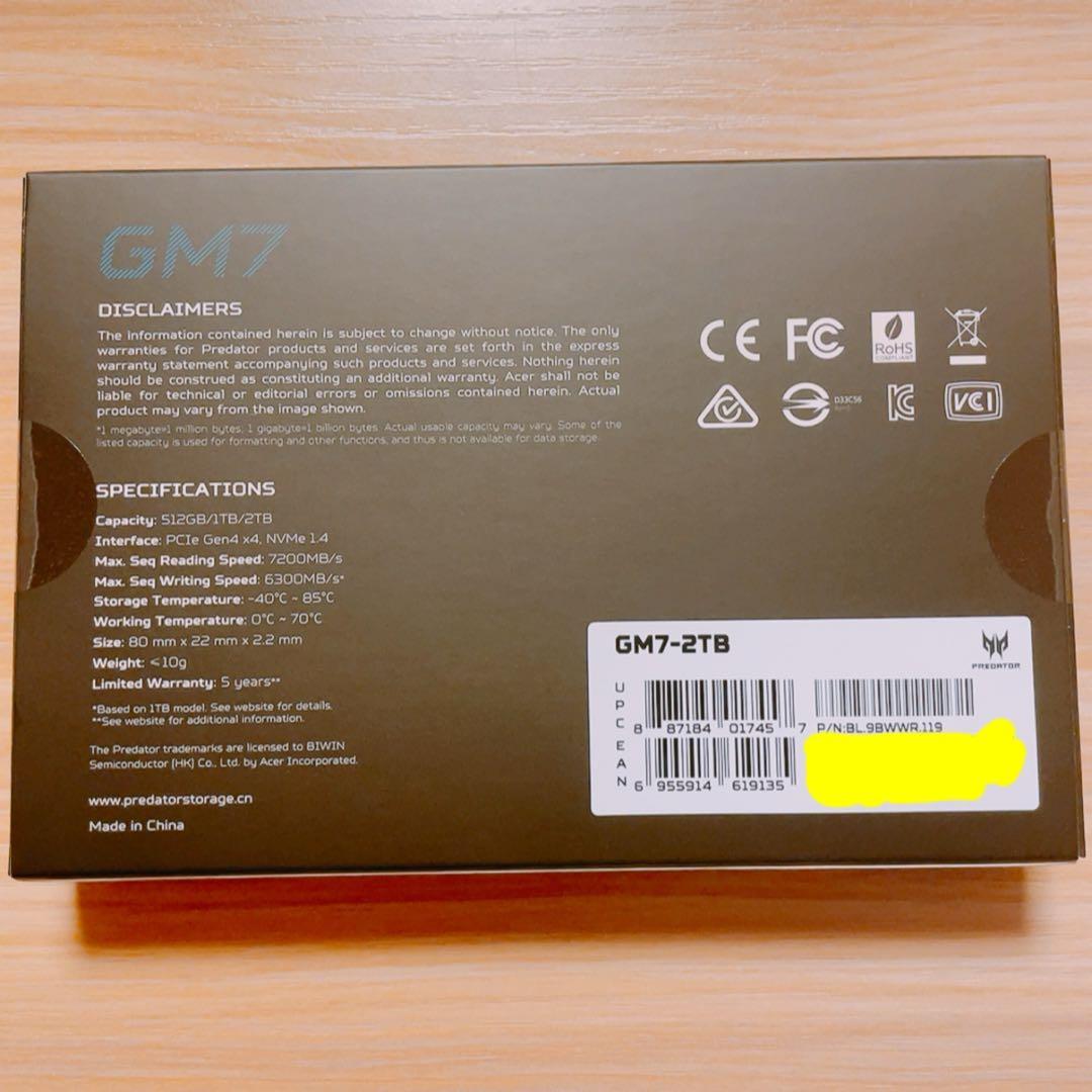 【新品未開封】Acer Predator GM7 M.2 SSD 2TB