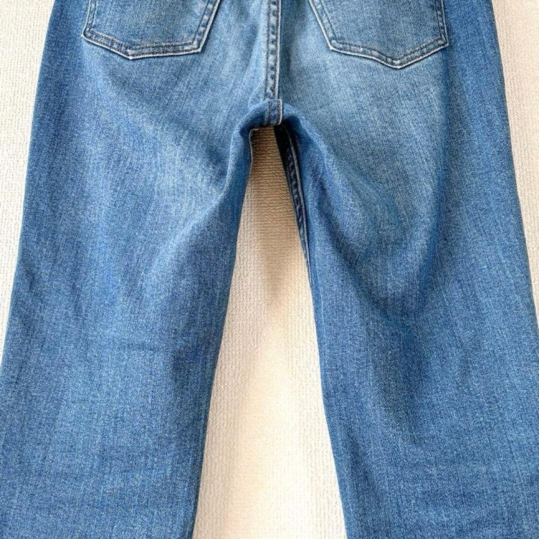 セミフレア✨anuans アシメヘムストレートデニムパンツ スリット ブルー M