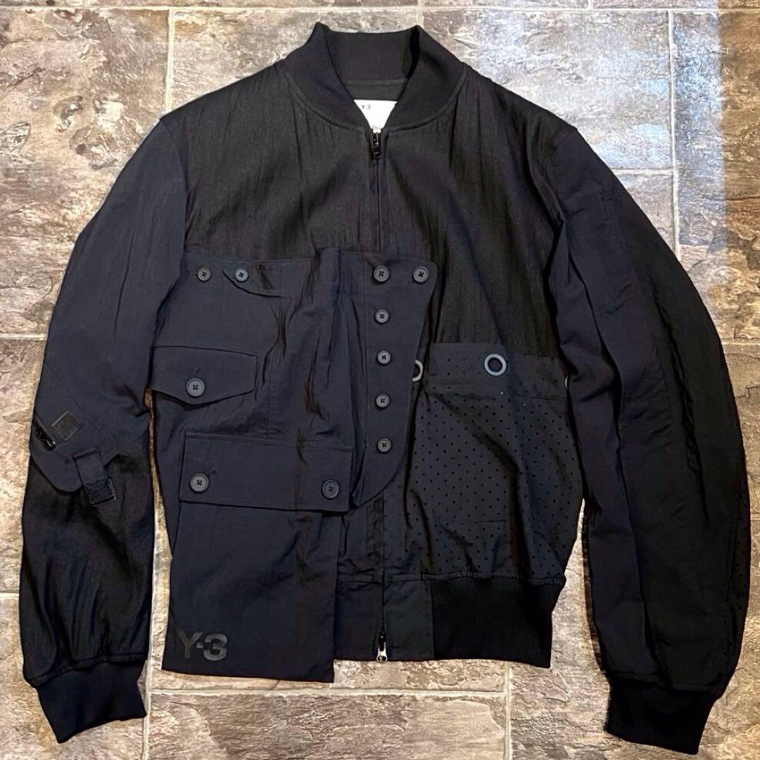 【新品同様】19ss Y-3 パネルレイヤードテックボンバージャケット黒Sヨウジ