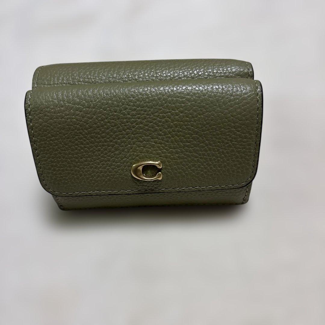COACH 三つ折り財布 オリーブグリーンミニ財布