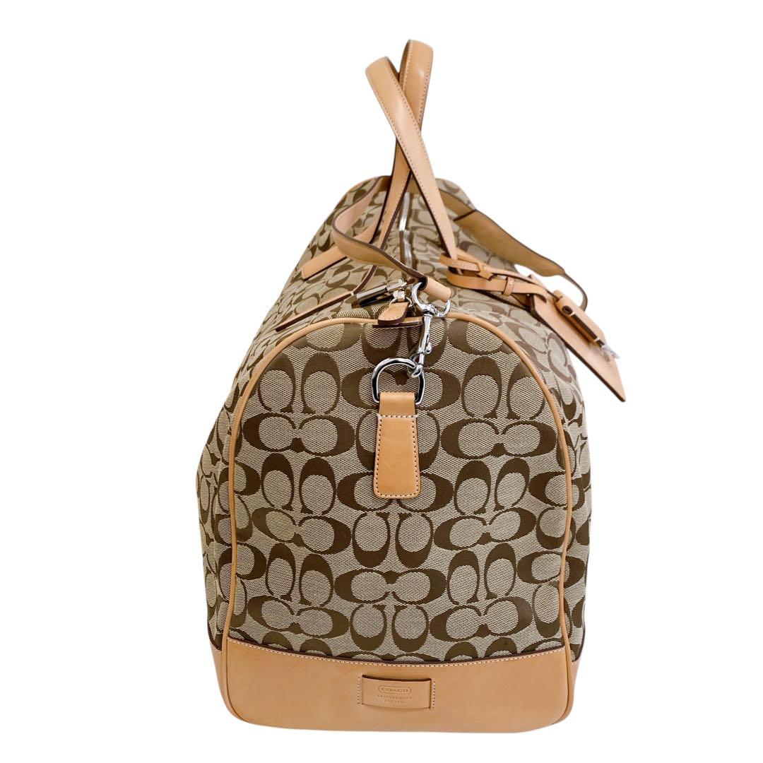 【美品】COACH コーチ 4254 シグネチャー キャンバス レザー ボストン