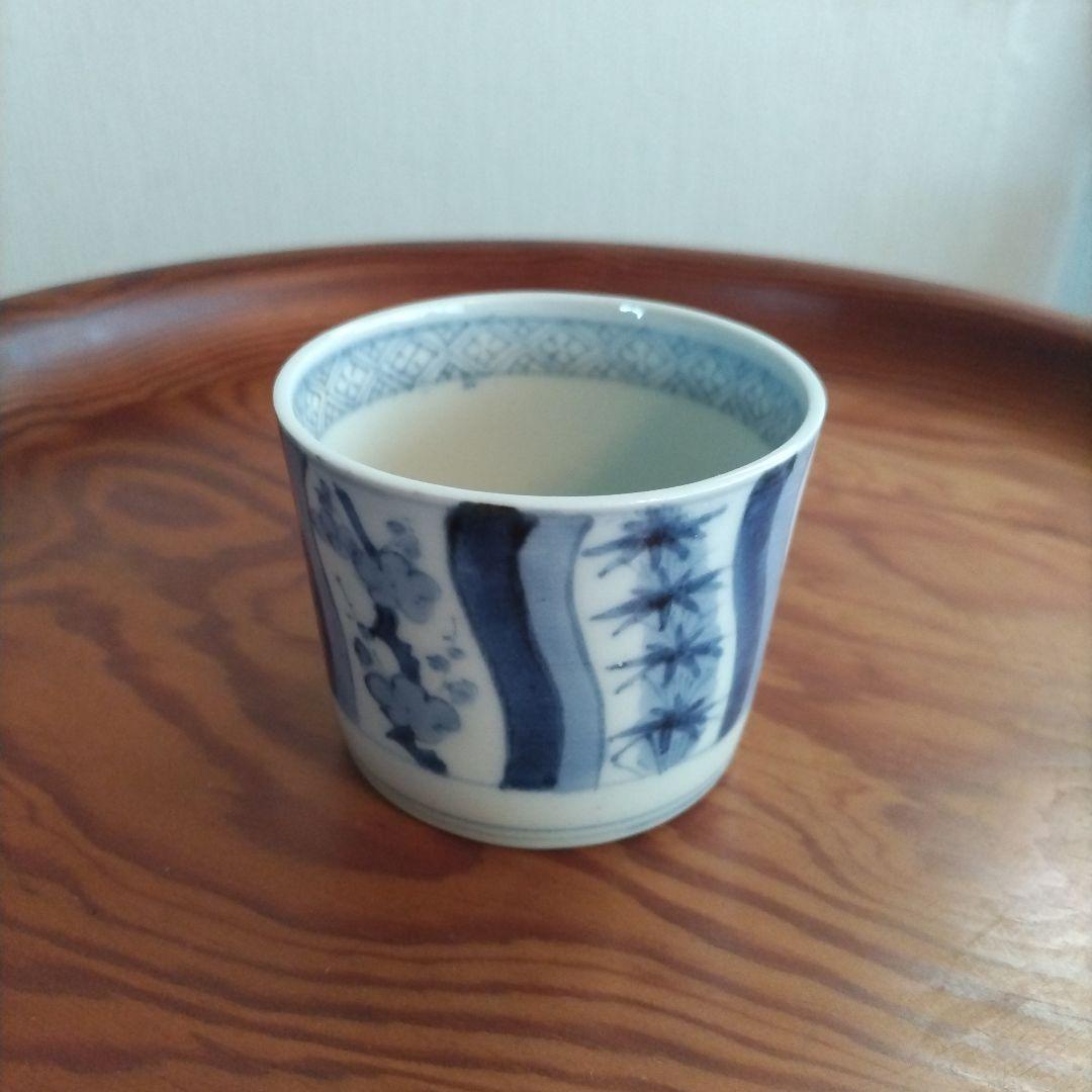 ★ 完品 松竹梅 そば猪口 江戸期 古伊万里 骨董 染付 図変わり