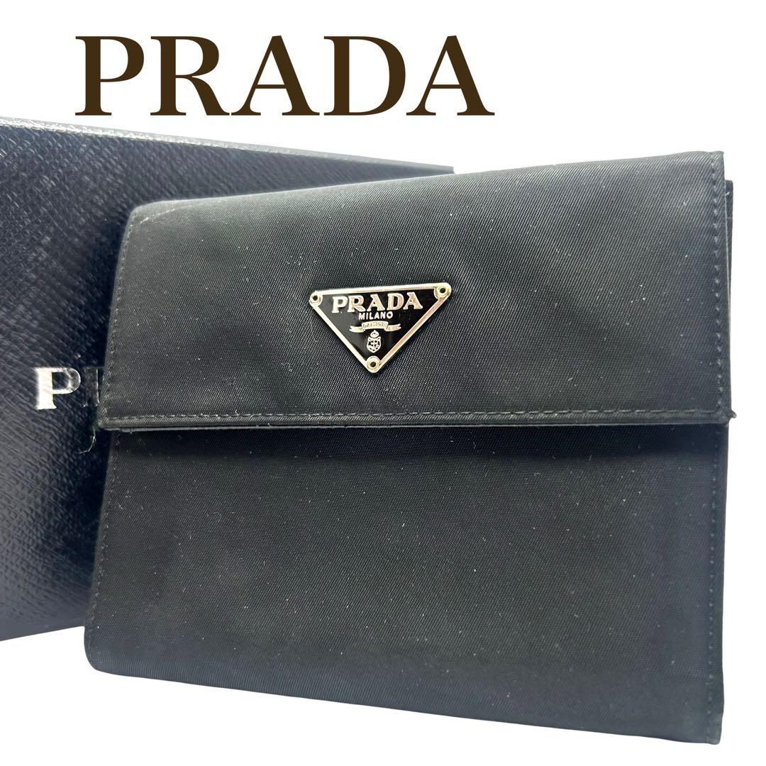 PRADA プラダ テスートナイロン 三つ折り財布 ブラック 黒 三角ロゴ
