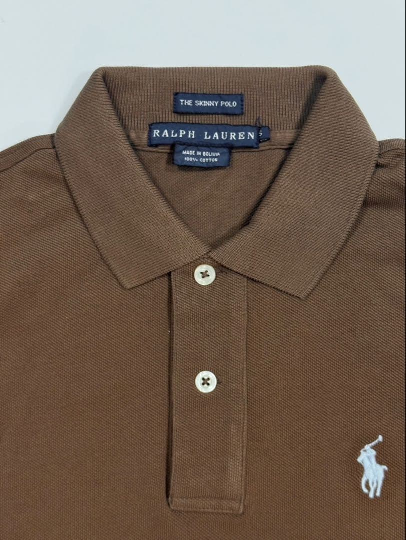 Ralph Lauren スキニーフィット ポロシャツ 半袖 ブラウン