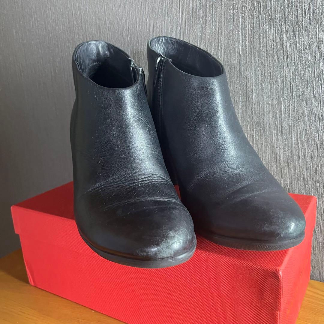 【ecco エコー】ショートブーツ　本革　ブラック　37 シンプル　定番