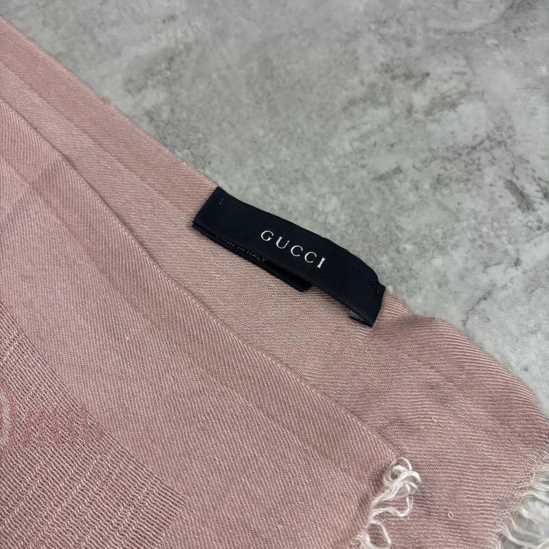 GUCCI グッチ GG柄 ピンク マフラー ストール シルク ウール カシミヤ