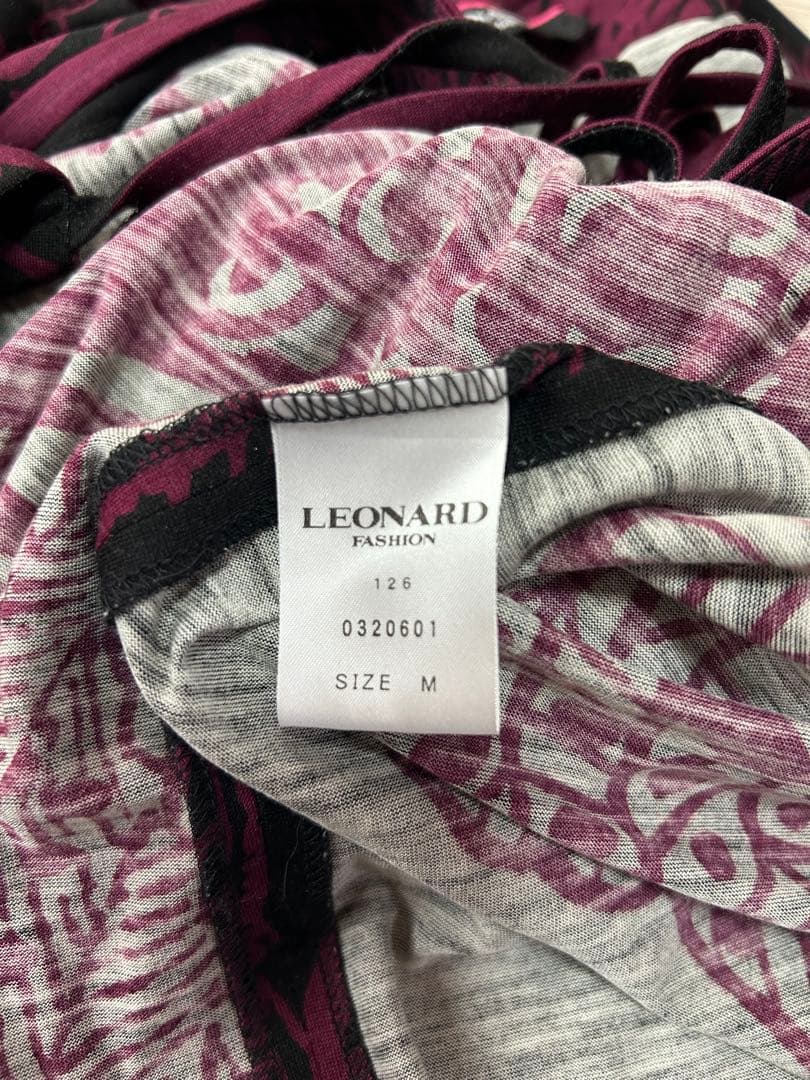 LEONARD FASHION シルク混 カシュクール ワンピース M