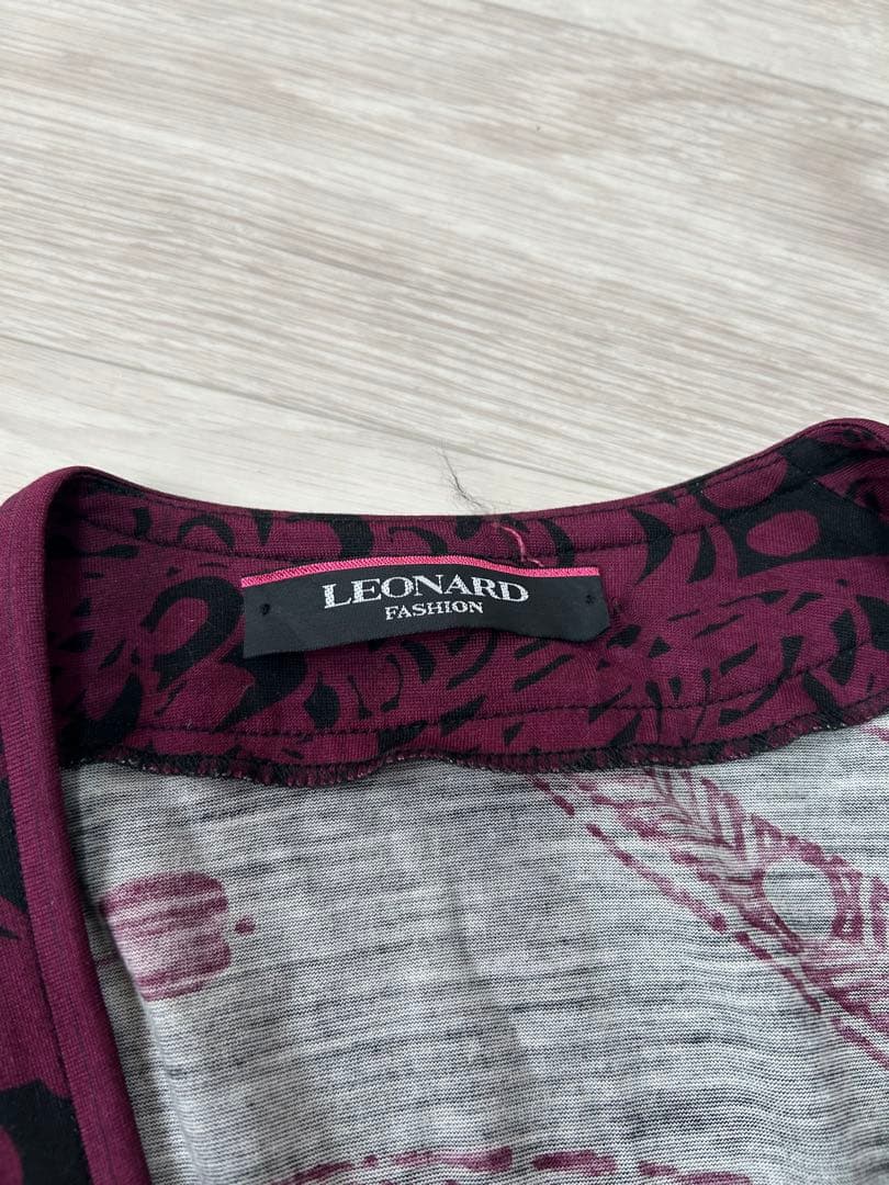 LEONARD FASHION シルク混 カシュクール ワンピース M