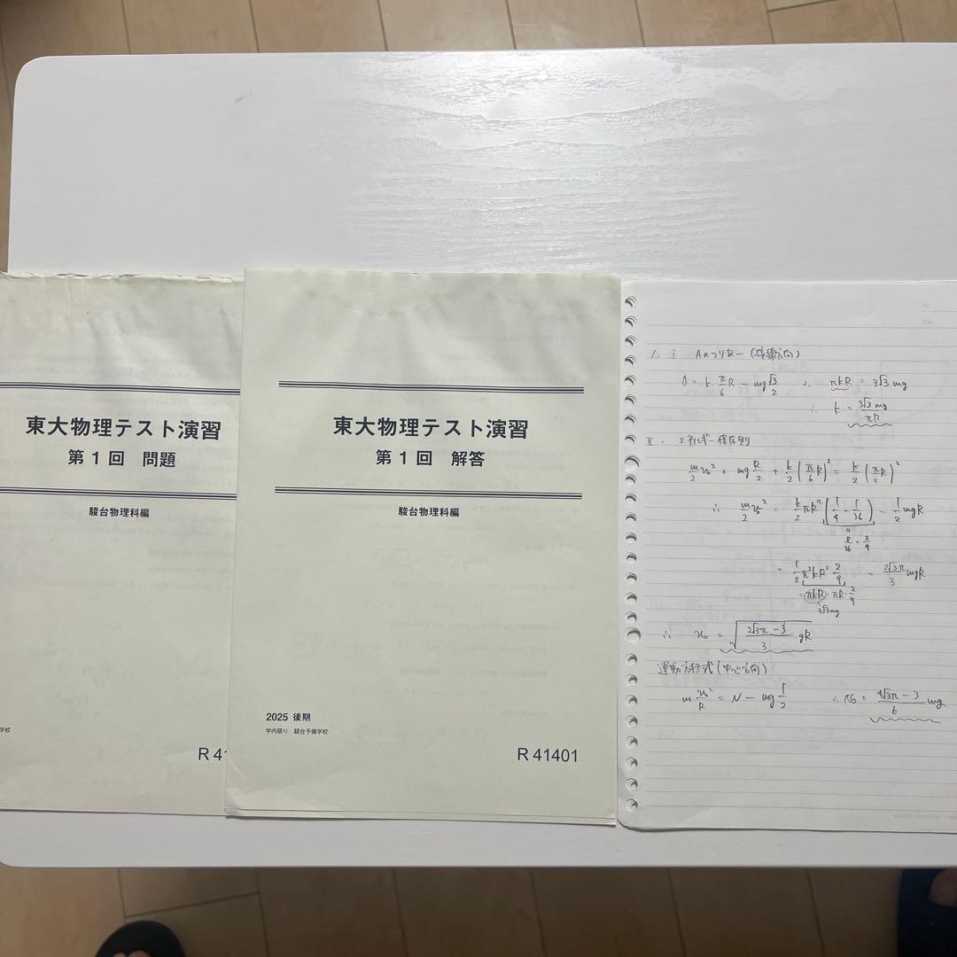 駿台2025後期高卒クラス全13回東大物理演習　板書　解答解説付き