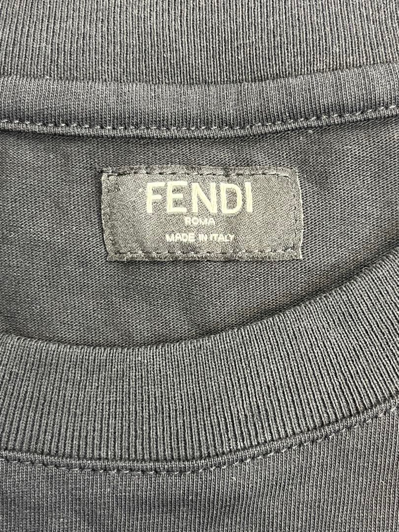 FENDI ROMA イタリー製 立体ロゴ 半袖tシャツ 黒 メンズL