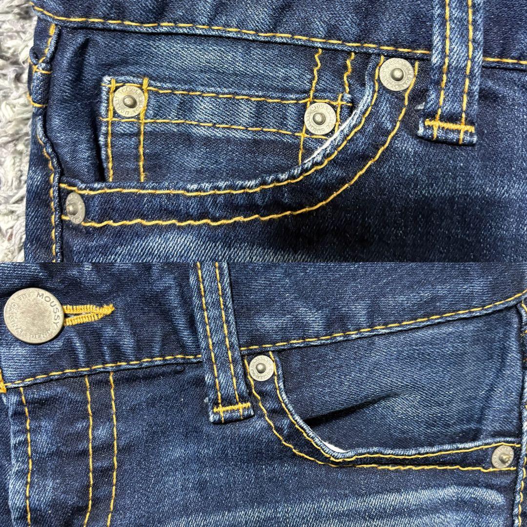 希少 極美品 moussy Rebirth スキニー デニム 27 濃紺