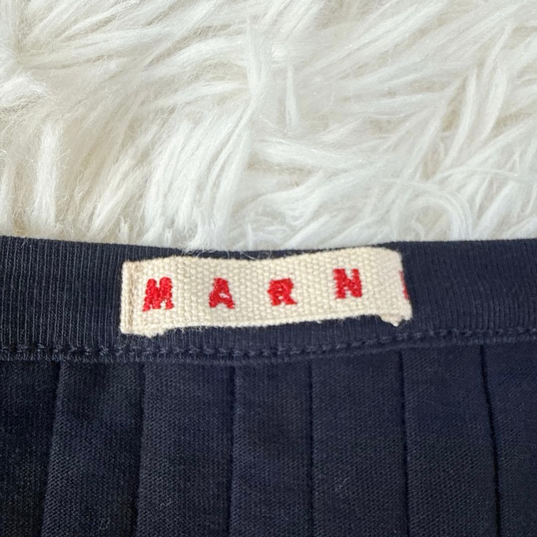 極美品 MARNI マルニ ピンタック＆フリル カーディガン ネイビー 42