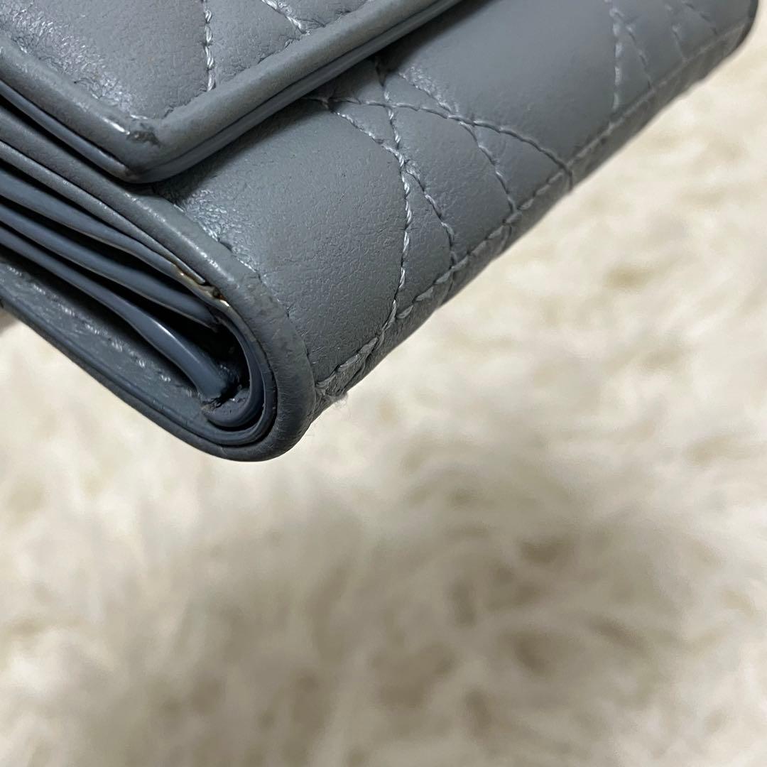 ChristianDior 三つ折り財布 ロータスウォレット カナージュ レザー