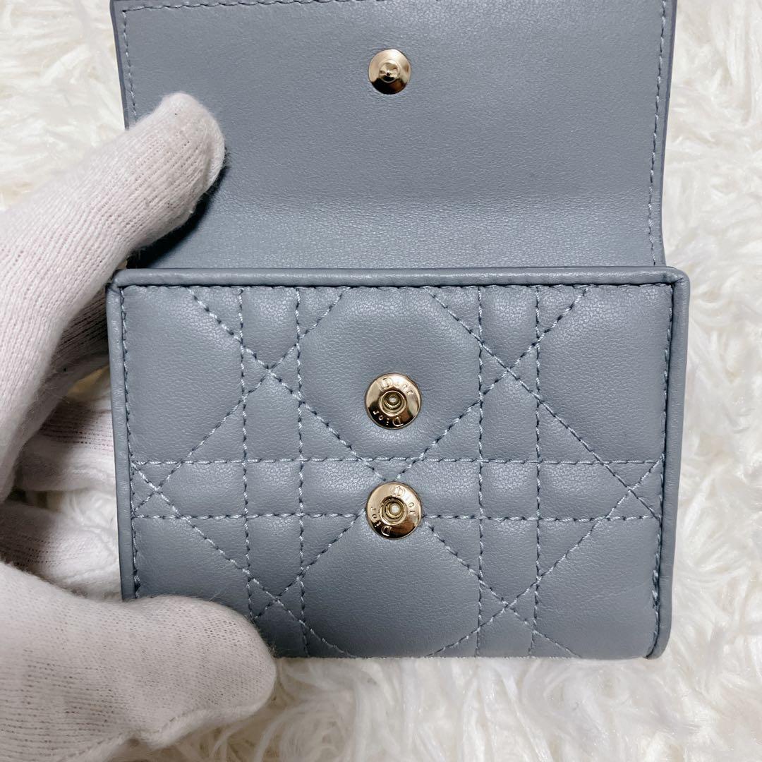 ChristianDior 三つ折り財布 ロータスウォレット カナージュ レザー