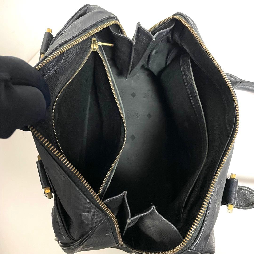 ✨良品✨MCM エムシーエム PVC×レザー 2way ミニボストンバッグ 黒