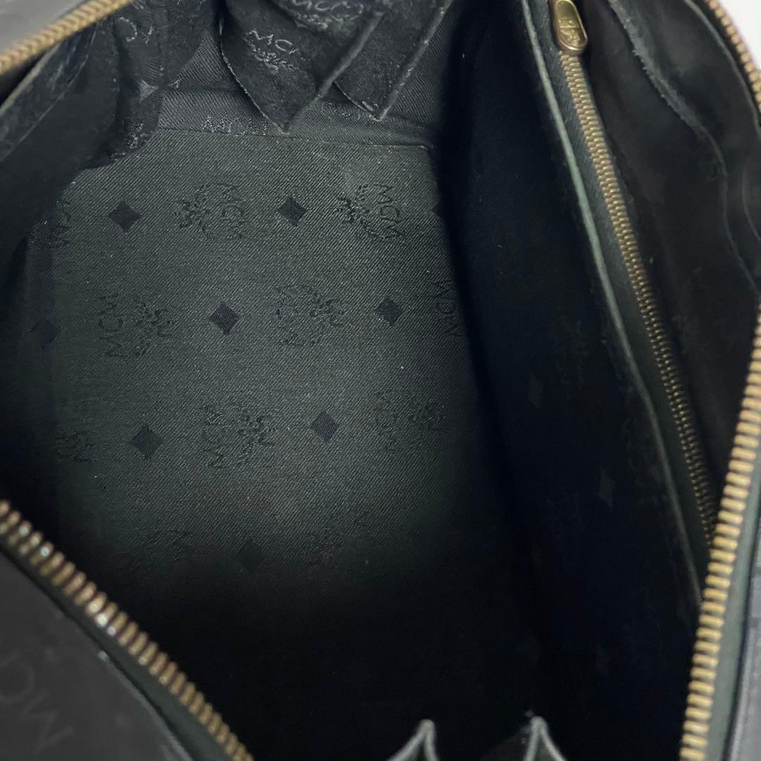 ✨良品✨MCM エムシーエム PVC×レザー 2way ミニボストンバッグ 黒