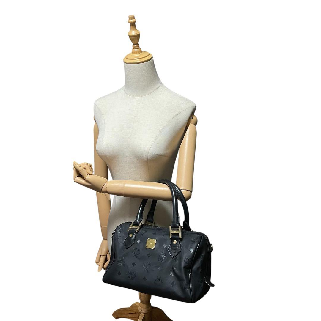 ✨良品✨MCM エムシーエム PVC×レザー 2way ミニボストンバッグ 黒