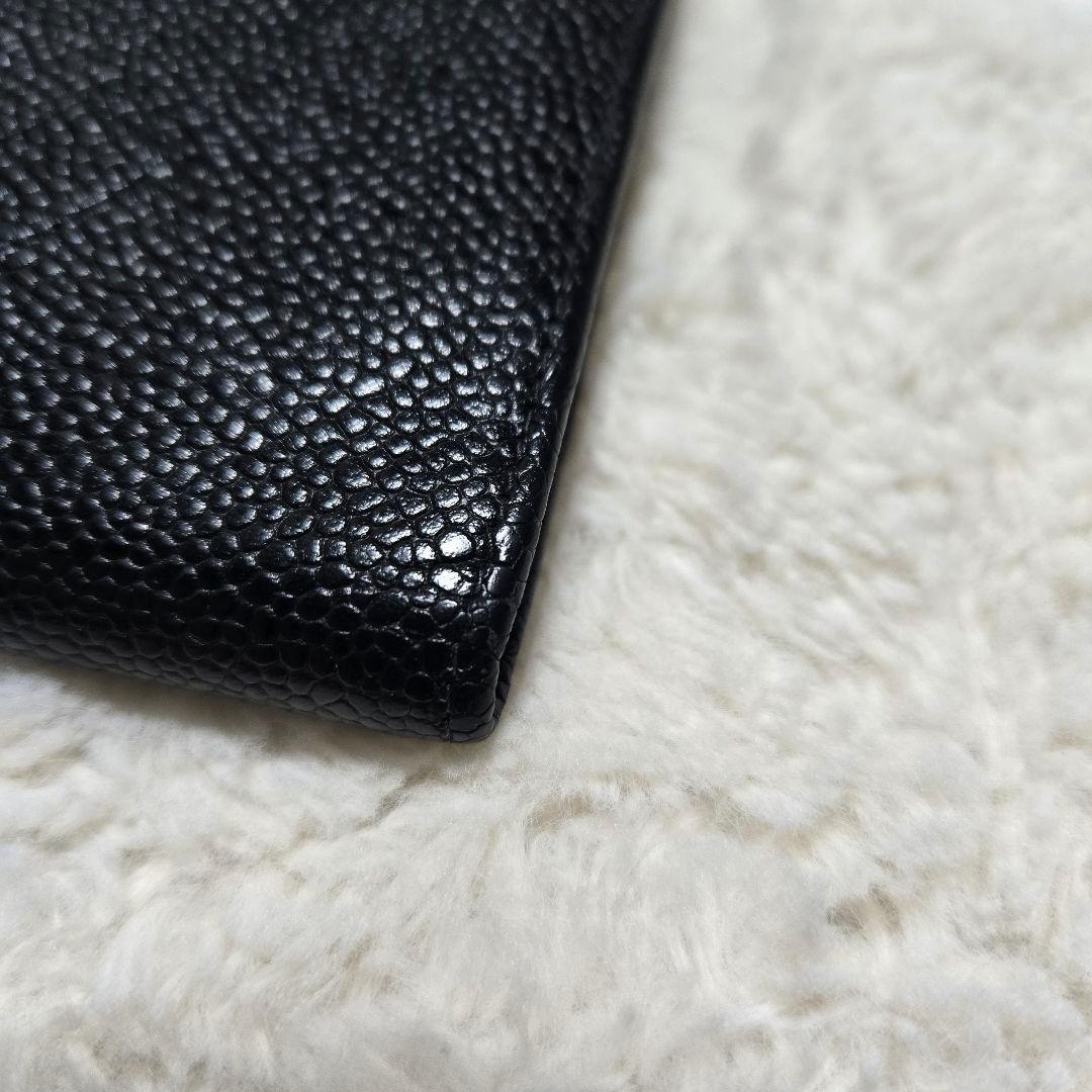 CHANEL シャネル キャビアスキン 二つ折り長財布 ココマーク ブラック 黒