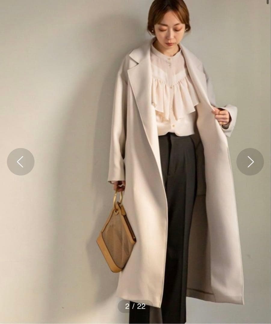 格安▲定価3万▲ノーブル ロングコート ベルト付き ベージュ きれいめ 春 M