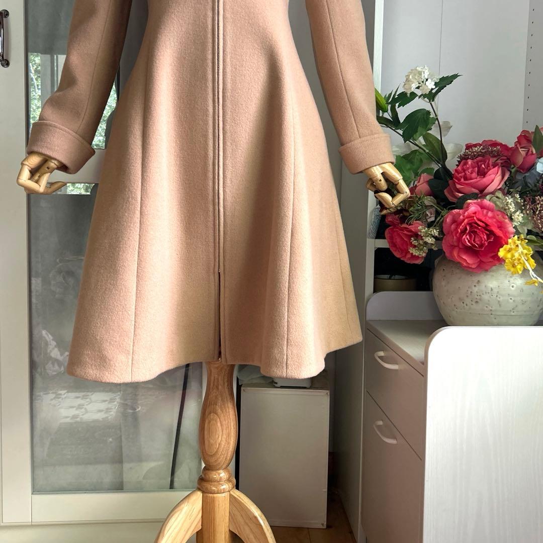 美品　ルネ　美しいシルエット　ミンクファー取り外し可能　ワンピース風ロングコート