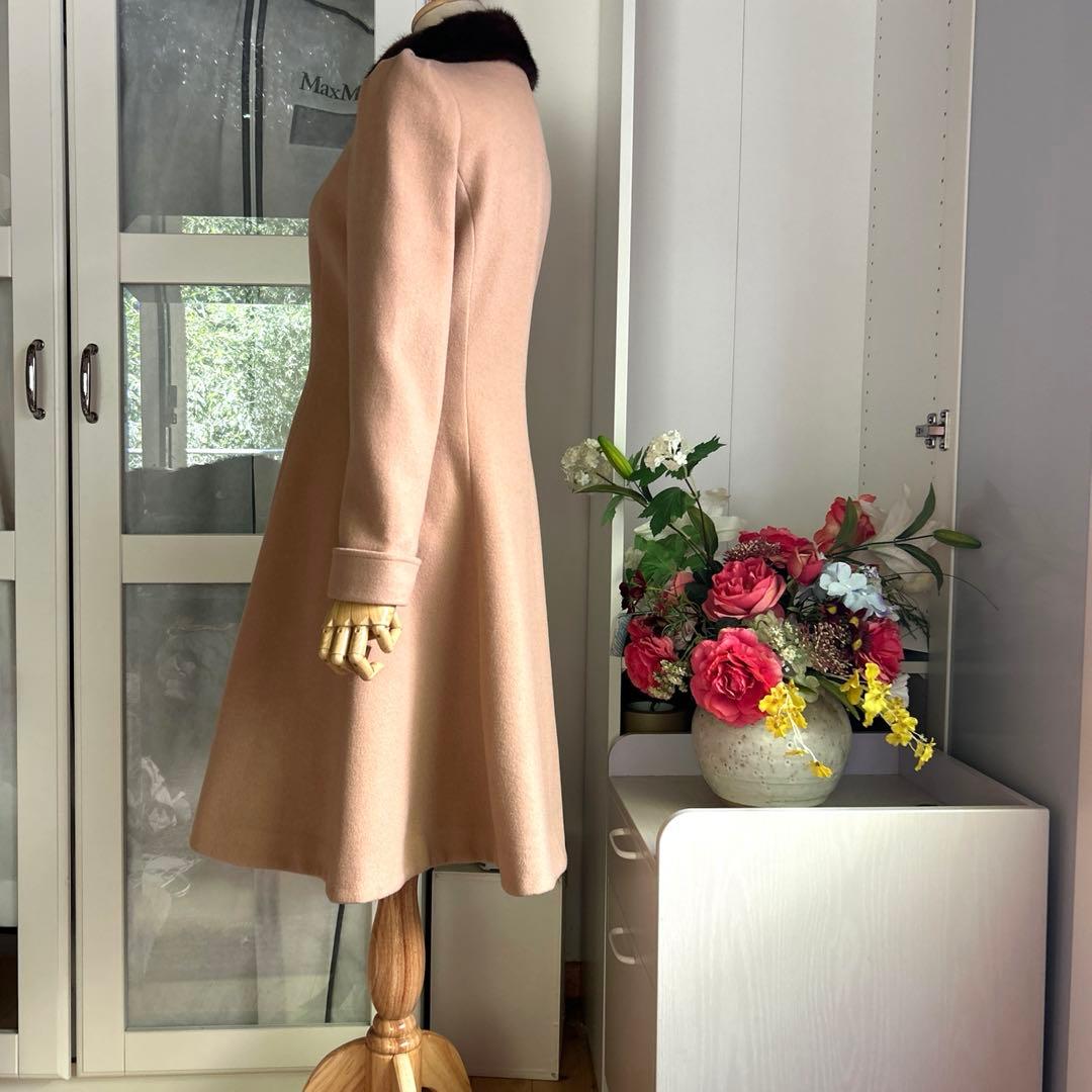 美品　ルネ　美しいシルエット　ミンクファー取り外し可能　ワンピース風ロングコート
