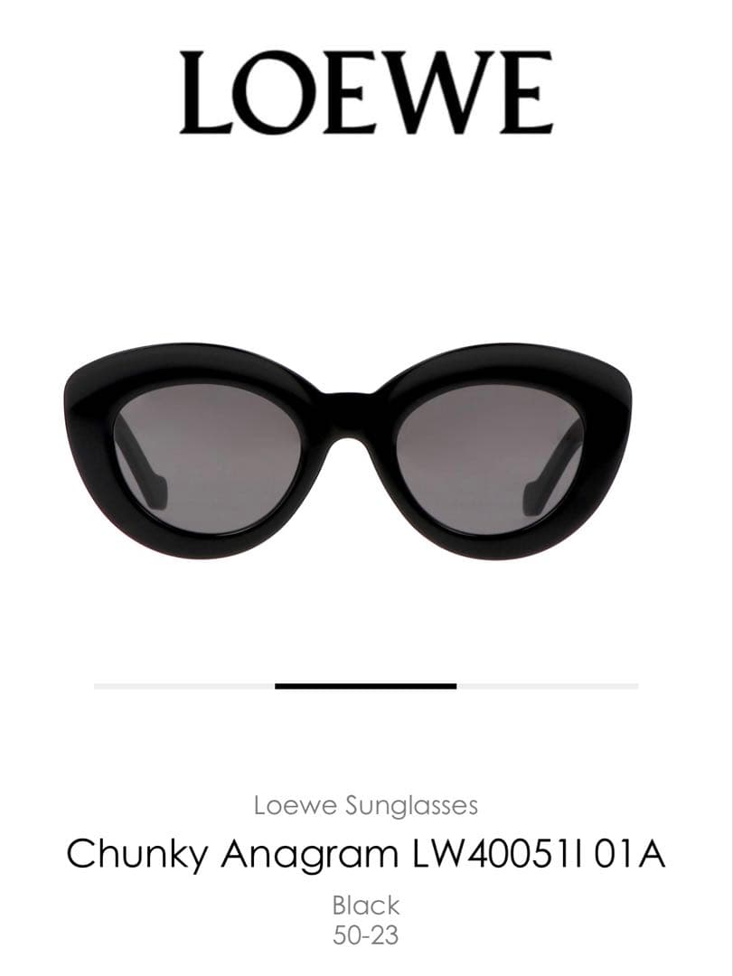 LOEWE ブラックラウンドサングラス ネイビーケース付き