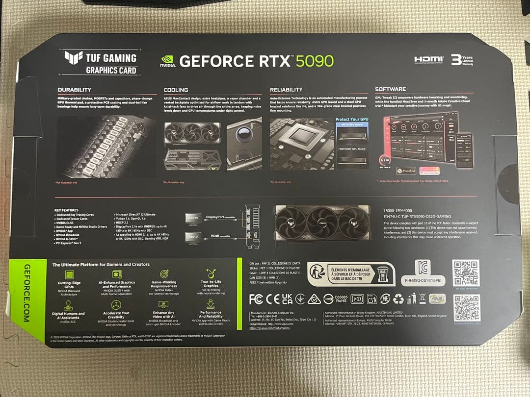 グラフィックボード・グラボ・ビデオカード ASUS TUF Gaming GeForce RTX 5090 OC 32GB