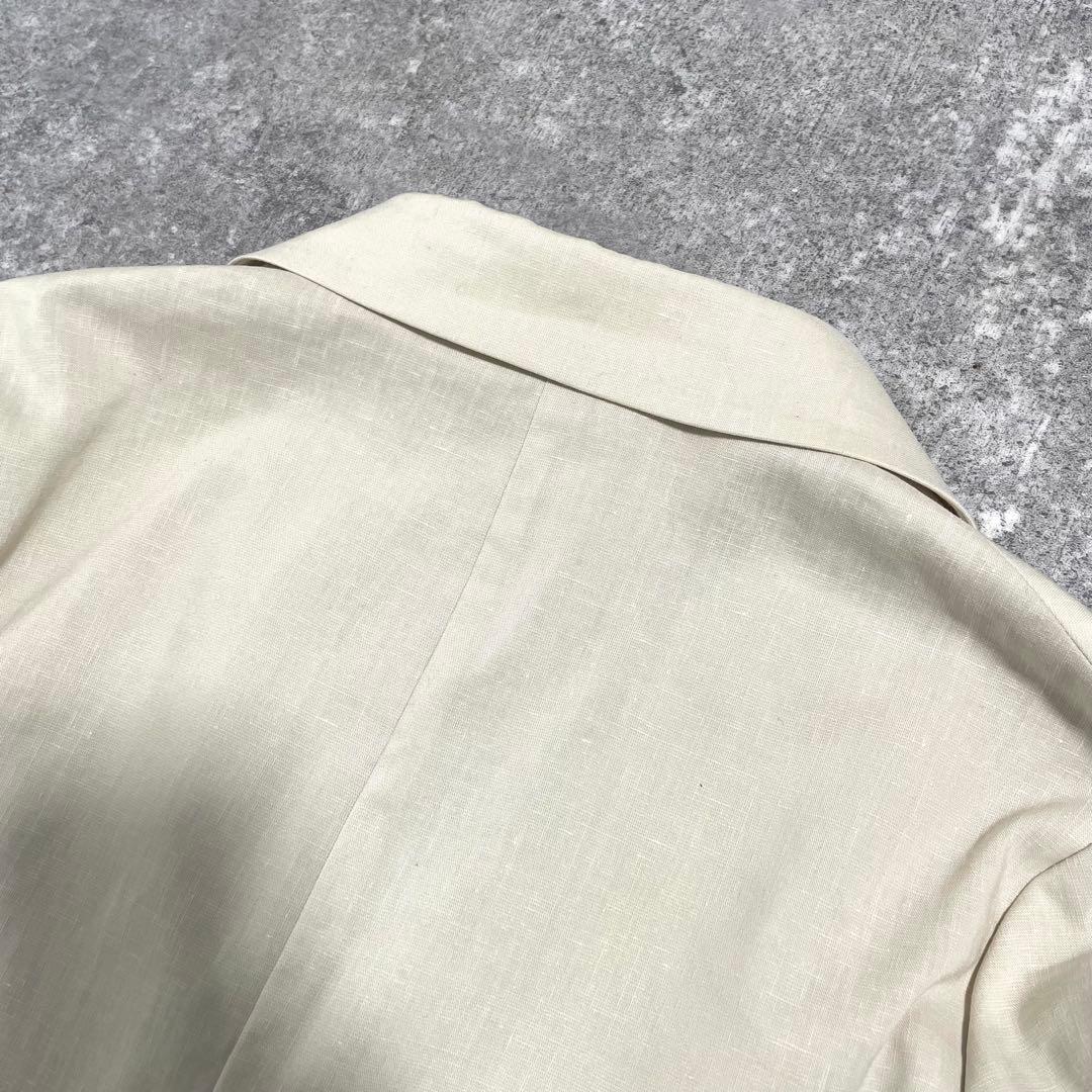 美品 22SS ノーブル 麻ストレッチダブルブレストジャケット 金ボタン 38