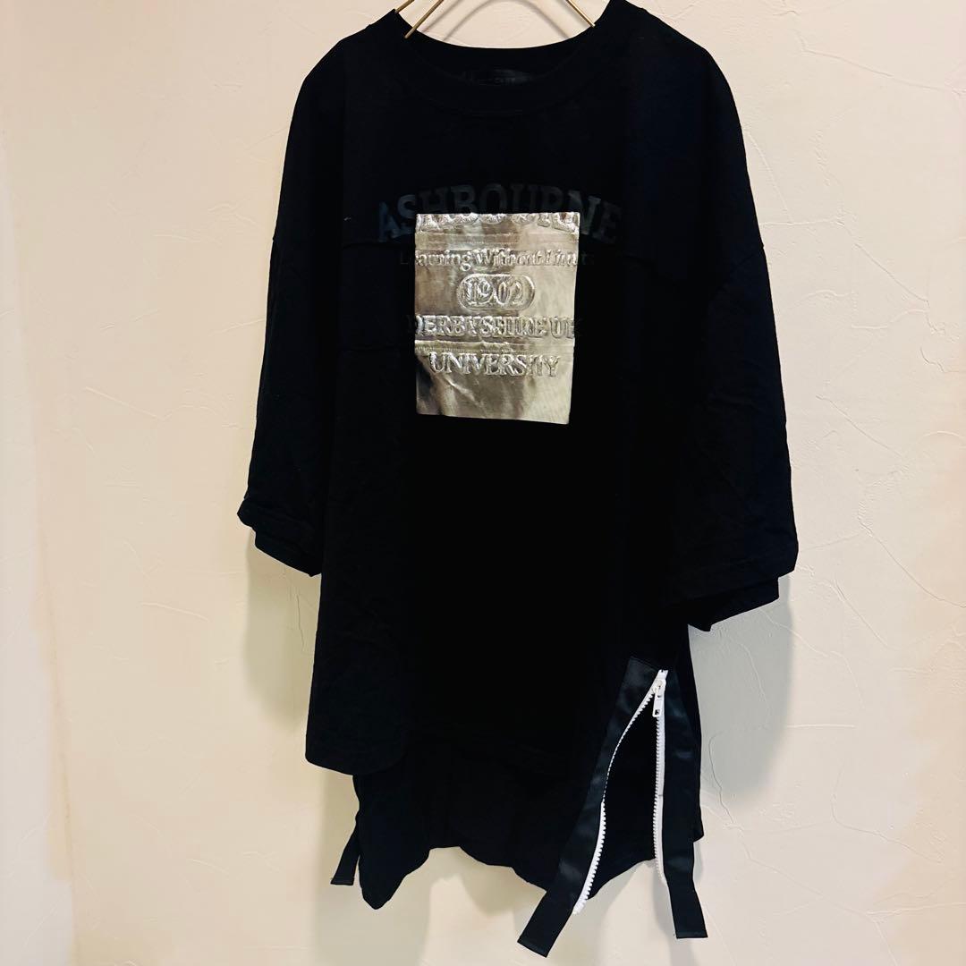 【美品】 SCOTCLUB エンボス箔ロゴサイドジップTEE Tシャツ
