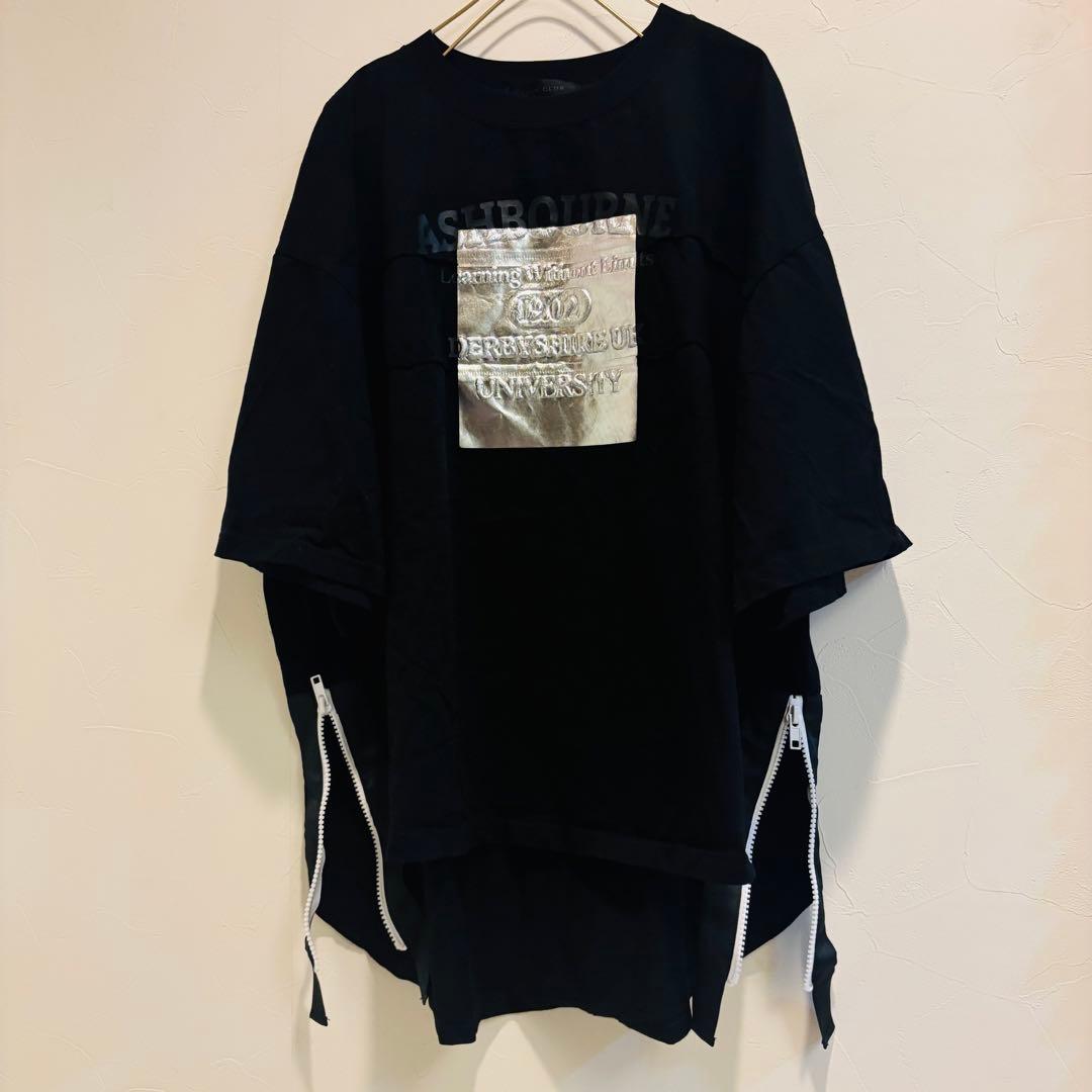 【美品】 SCOTCLUB エンボス箔ロゴサイドジップTEE Tシャツ