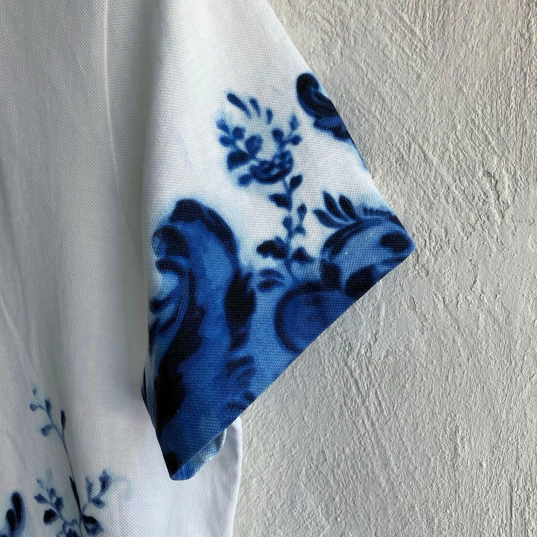 美品 RALPH LAUREN インディゴ染め 花柄 ポロシャツ ラルフローレン