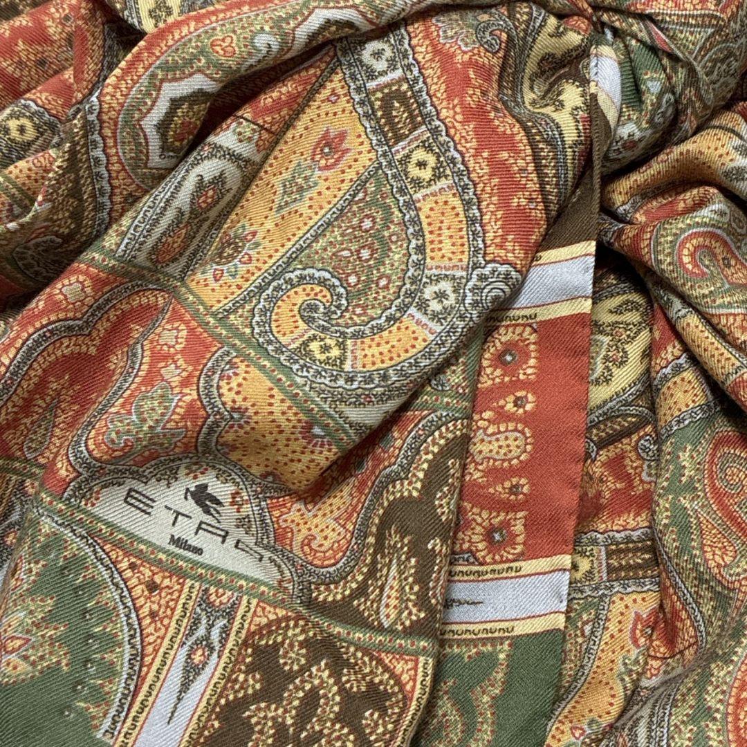 【極美品】ETRO エトロ シルク ペイズリー イタリア 大判ストール スカーフ