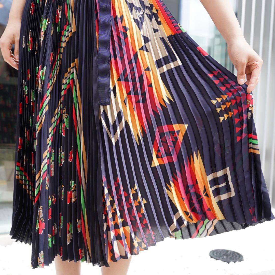 美品[sacai]1ArchivePrintMixSkirt(NAVY)