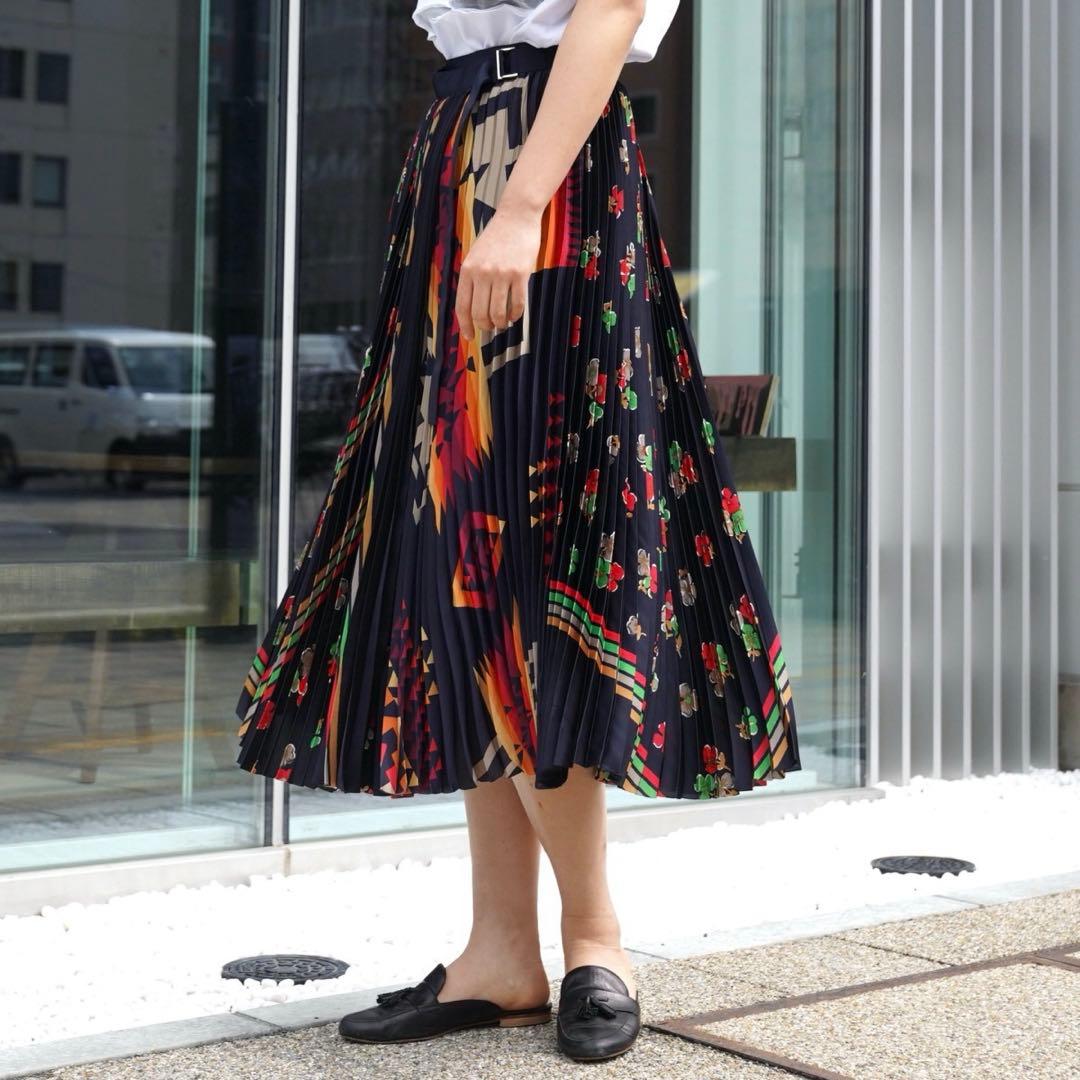 美品[sacai]1ArchivePrintMixSkirt(NAVY)