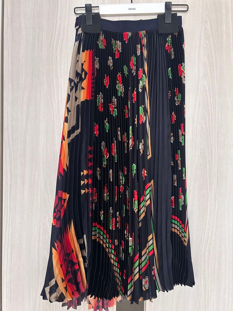 美品[sacai]1ArchivePrintMixSkirt(NAVY)