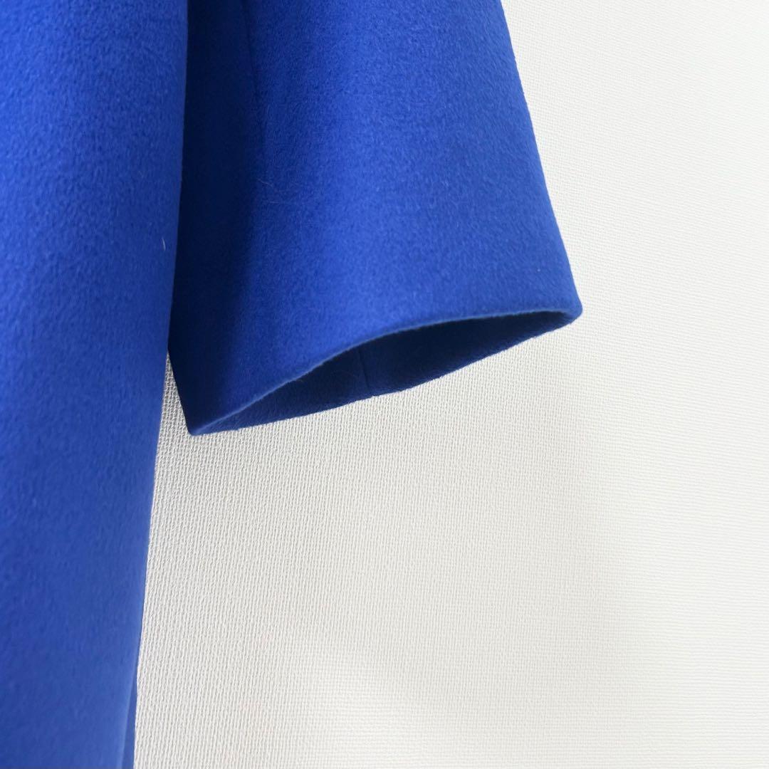 美品✨ユナイテッドアローズ　Aラインノーカラーミドル丈コート　ロイヤルブルー