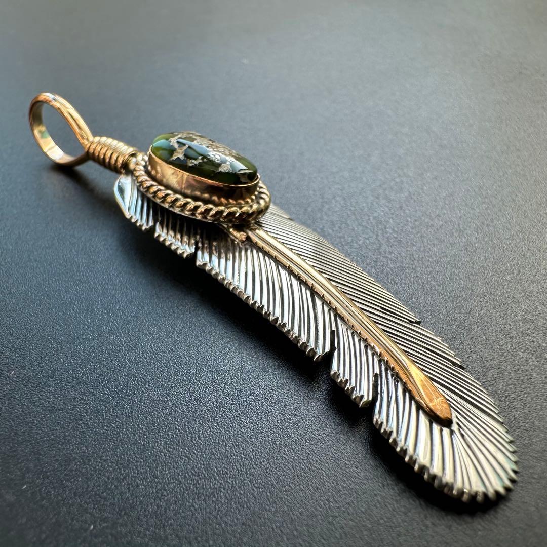 Navajo Harvey Mace 12KGF×ターコイズ ペンダントトップ
