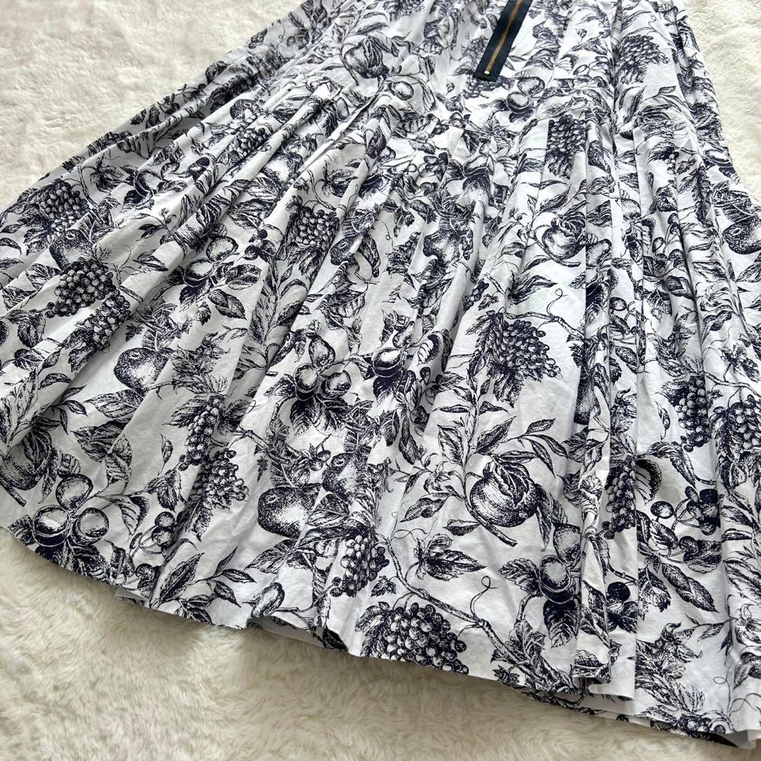 【美品】Noble ノーブル ボタニカルプリントタックスカート 36