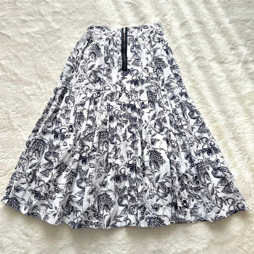 【美品】Noble ノーブル ボタニカルプリントタックスカート 36