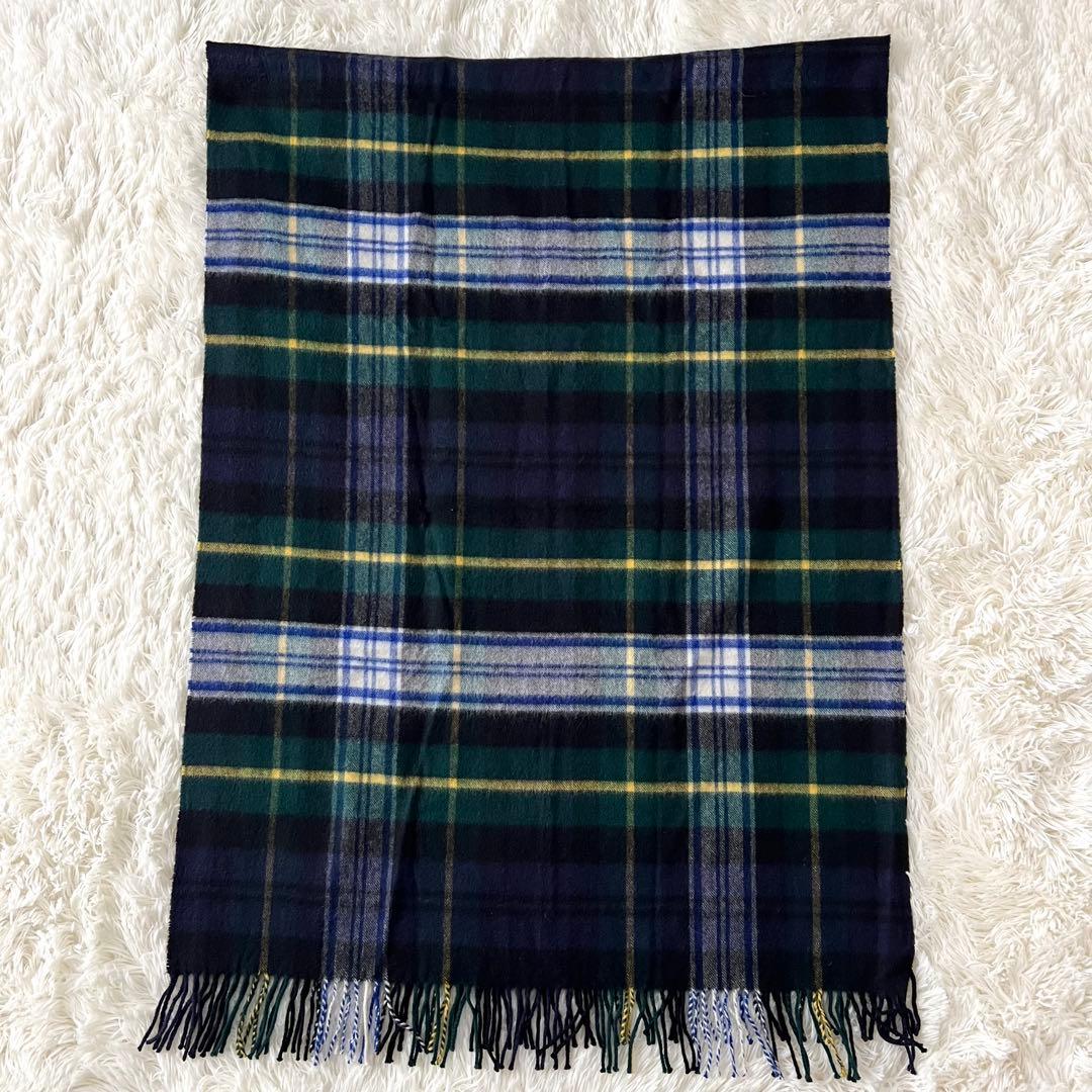 【美品】ジョンストンズ　カシミヤ ドレスゴードン チェック柄 大判ストール