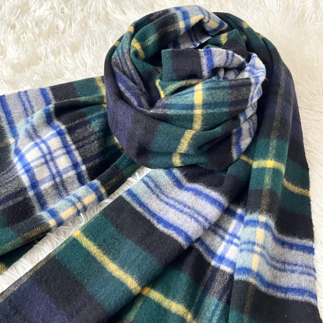 【美品】ジョンストンズ　カシミヤ ドレスゴードン チェック柄 大判ストール