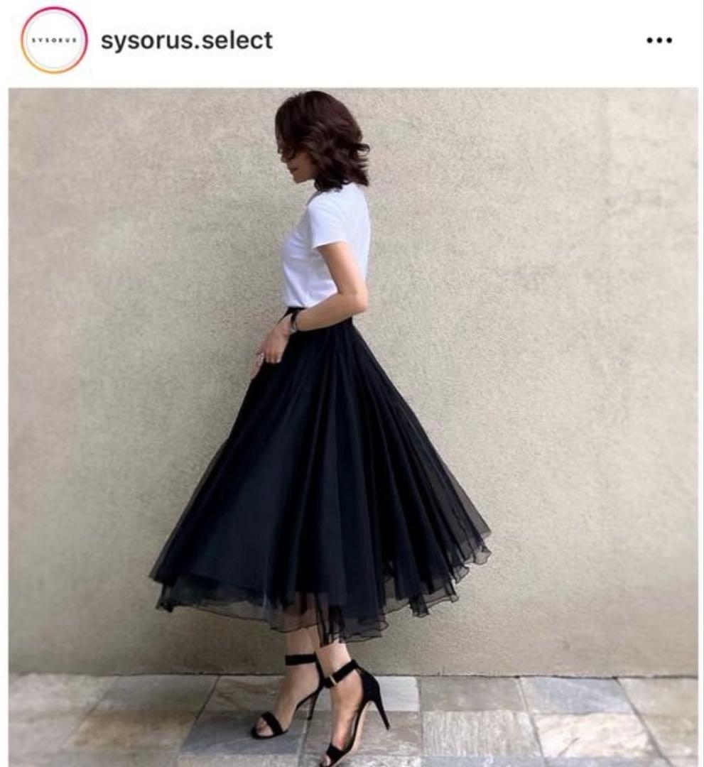 シソラス　akko3839コラボ　オーガンジー　ロングスカート　黒　Mサイズ