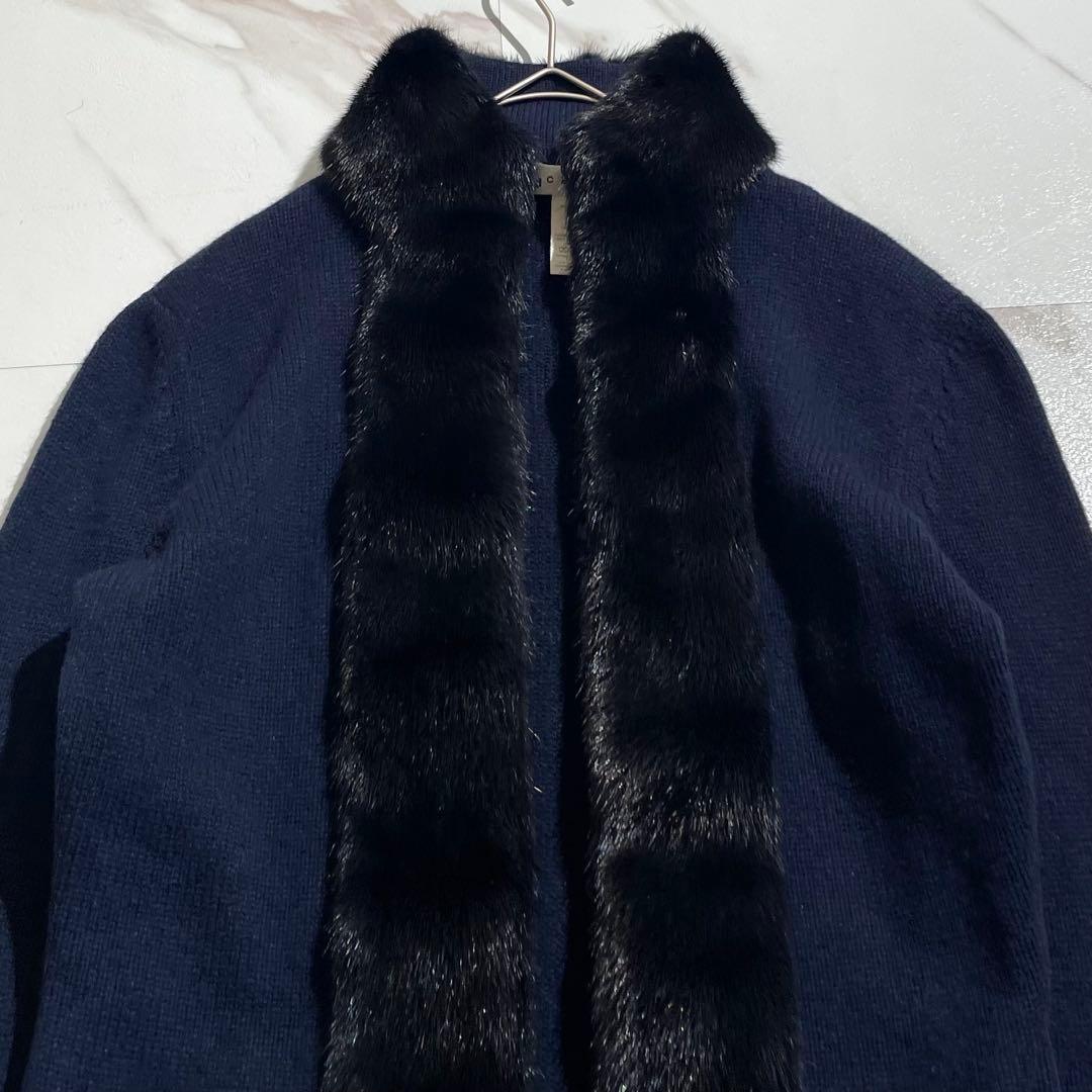 極美品✨ セリーヌ CELINE ミンク カーディガン カシミヤ素材 ネイビー