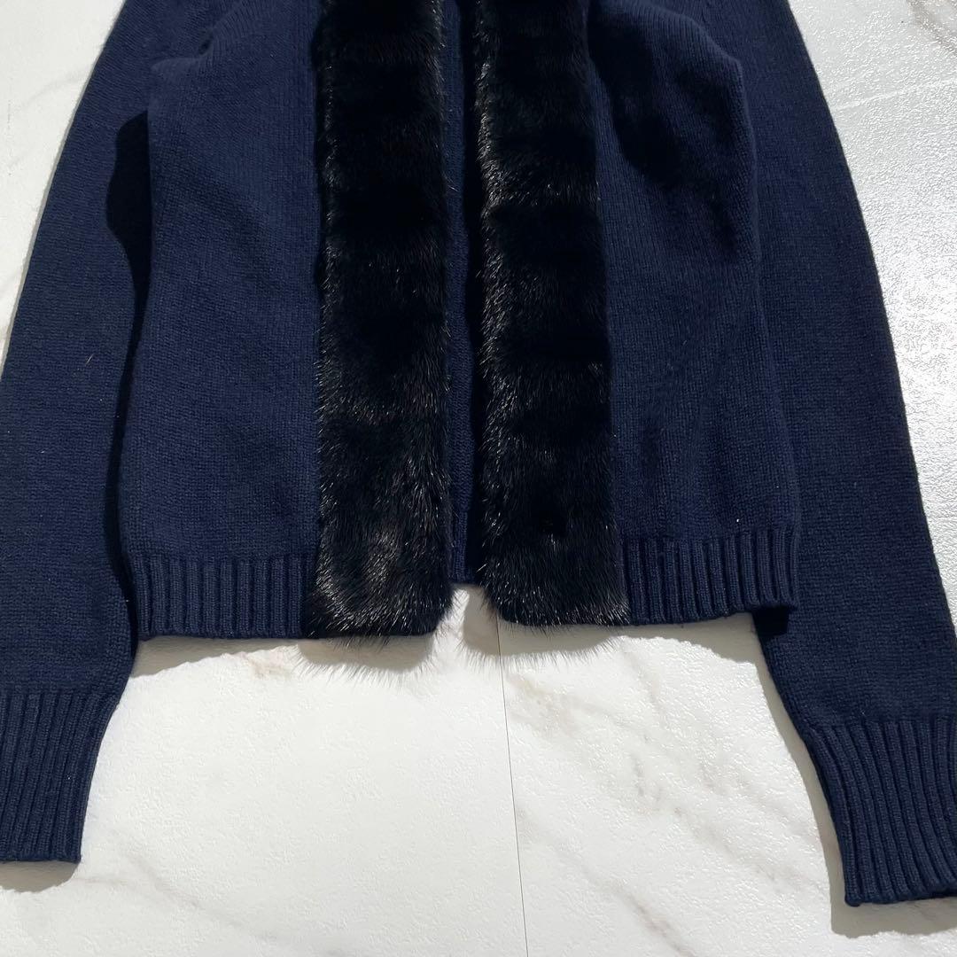 極美品✨ セリーヌ CELINE ミンク カーディガン カシミヤ素材 ネイビー