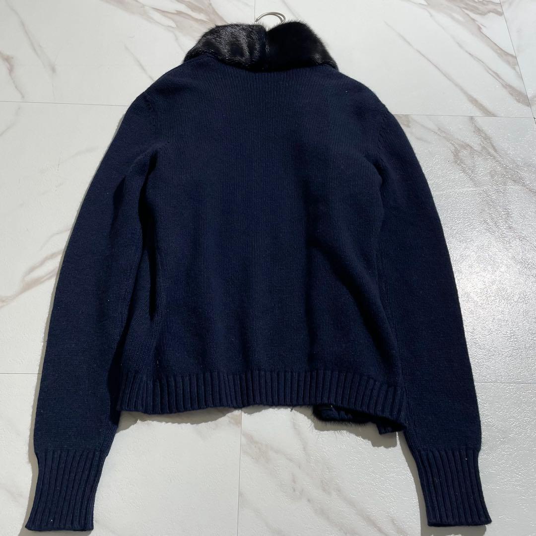 極美品✨ セリーヌ CELINE ミンク カーディガン カシミヤ素材 ネイビー