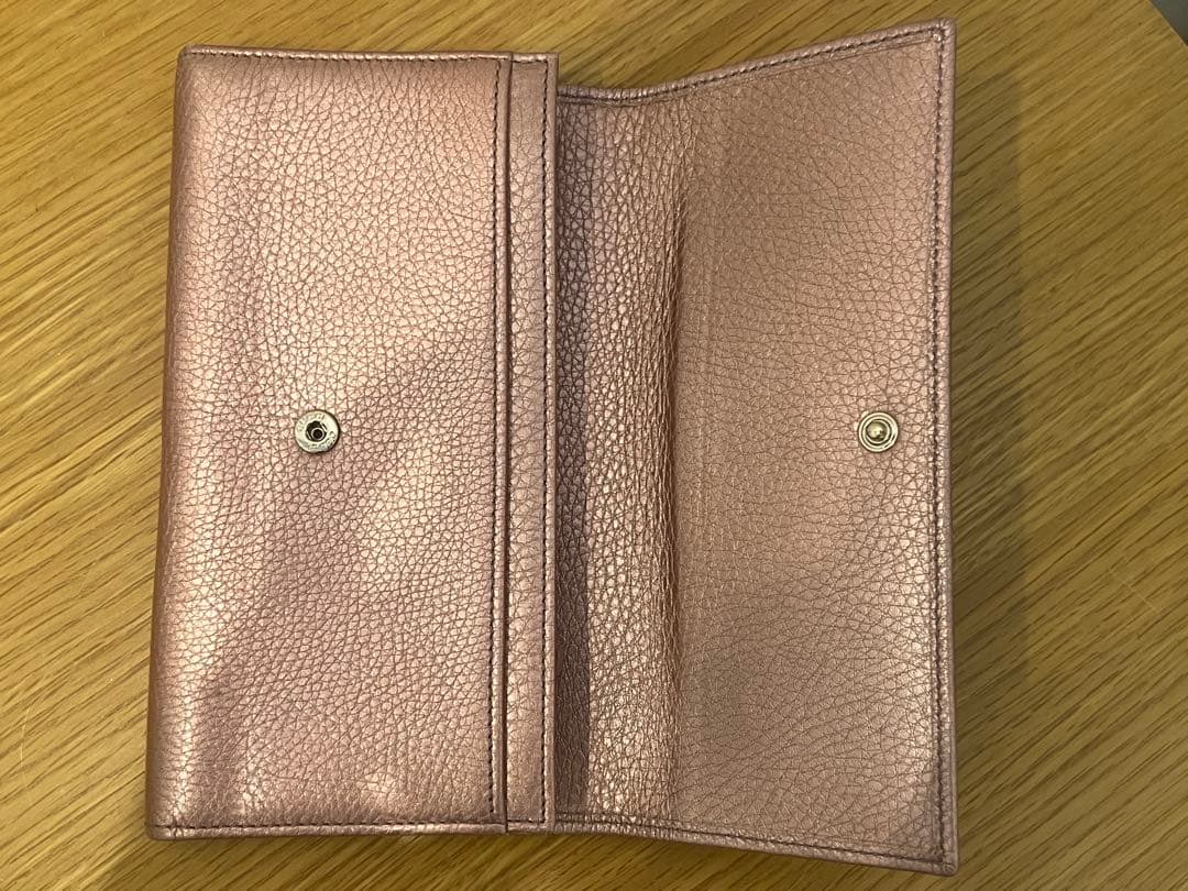 ◆GUCCI グッチ ソーホー 2つ折り 長財布 レザーメタリック USED品◆