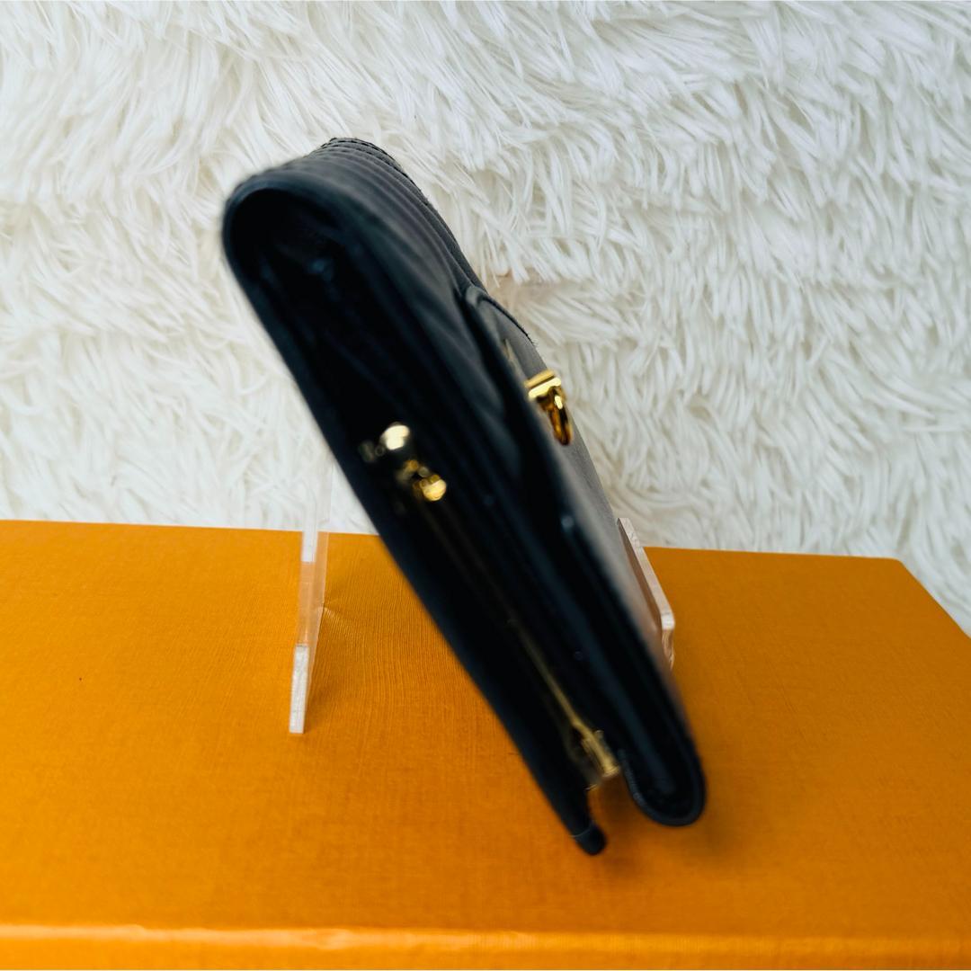 【最終セール！】セリーヌ ガンチーニ ロゴ金具 レザー 二つ折り財布 ブラック