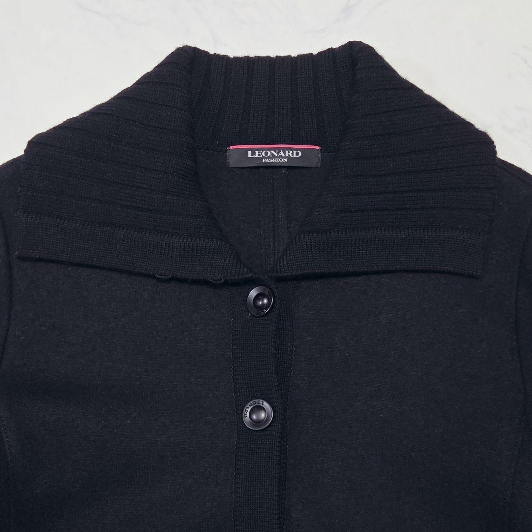 美品✨LEONARD レオナール ニット ロングコート フラワートリム M