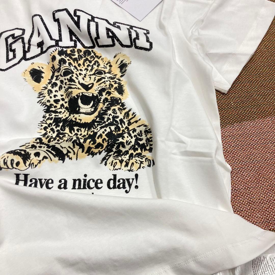 GANNI Tiger ホワイト 半袖 Tシャツ